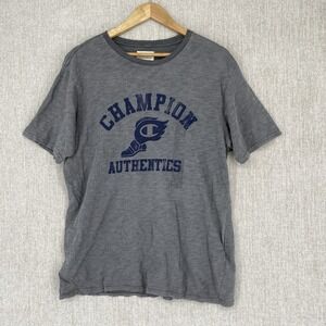 Champion T-Shirt Mens Large Grey Vintage Tee Authentic Athletic Apparel Spellout